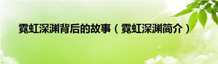 霓虹深渊背后的故事（霓虹深渊简介）