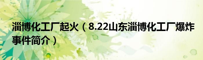 淄博化工厂起火（8.22山东淄博化工厂爆炸事件简介）