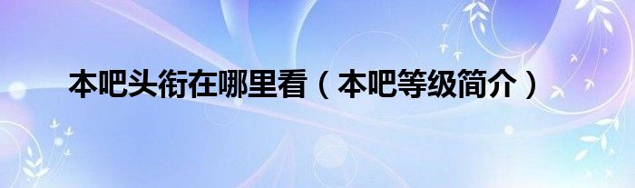 本吧头衔在哪里看（本吧等级简介）