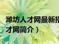 潍坊人才网最新招聘信息手机版（潍坊易找人才网简介）