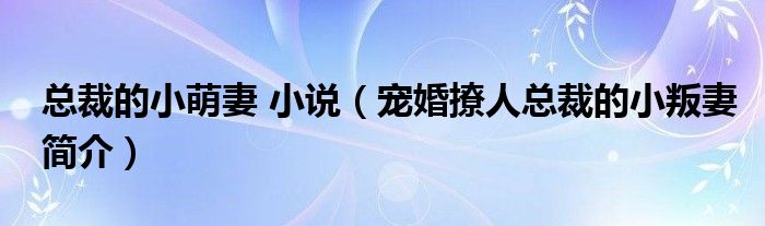 总裁的小萌妻 小说（宠婚撩人总裁的小叛妻简介）