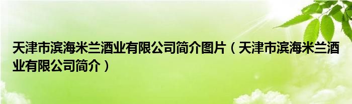 天津市滨海米兰酒业有限公司简介图片（天津市滨海米兰酒业有限公司简介）