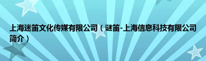 上海迷笛文化传媒有限公司（谜笛