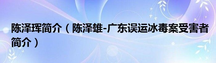 陈泽珲简介（陈泽雄