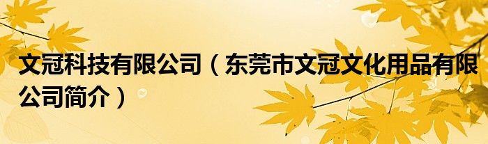 文冠科技有限公司（东莞市文冠文化用品有限公司简介）