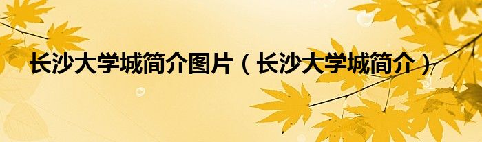 长沙大学城简介图片（长沙大学城简介）