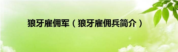 狼牙雇佣军（狼牙雇佣兵简介）