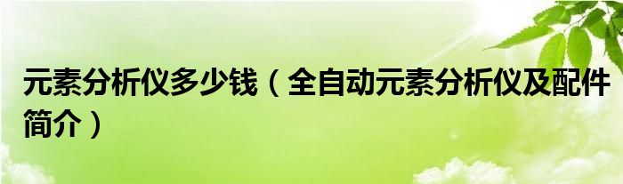 元素分析仪多少钱（全自动元素分析仪及配件简介）