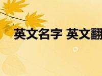 英文名字 英文翻译（起英文名字翻译器）