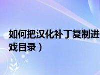如何把汉化补丁复制进安装程序中（汉化补丁怎么复制到游戏目录）