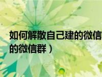 如何解散自己建的微信群并删除聊天记录（如何解散自己建的微信群）