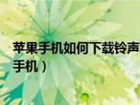苹果手机如何下载铃声到手机上（苹果手机如何下载铃声到手机）