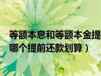 等额本息和等额本金提前还贷哪个好（等额本息和等额本金哪个提前还款划算）