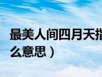 最美人间四月天指什么（最美人间四月天是什么意思）