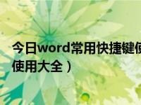 今日word常用快捷键使用大全下载（今日word常用快捷键使用大全）