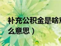补充公积金是啥意思?（今日补充公积金是什么意思）