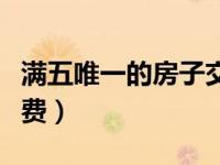 满五唯一的房子交税（今日满五唯一的房子税费）