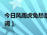今日风雨虎兔愁是什么生肖（今日风雨无阻歌词）