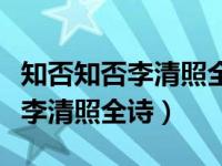 知否知否李清照全诗意思解释（今日知否知否李清照全诗）