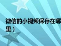 微信的小视频保存在哪个文件夹（今日微信小视频保存在哪里）