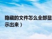 隐藏的文件怎么全部显示出来（今日属性隐藏的文件如何显示出来）