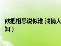 欲把相思说似谁 浅情人不知（今日欲把相思说似谁浅情人不知）