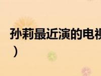 孙莉最近演的电视剧（今日孙丽主演的电视剧）