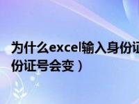 为什么excel输入身份证会变乱码（今日为什么excel输入身份证号会变）