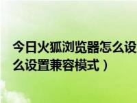 今日火狐浏览器怎么设置兼容模式手机（今日火狐浏览器怎么设置兼容模式）