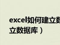 excel如何建立数据库表（今日excel如何建立数据库）