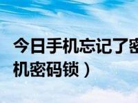 今日手机忘记了密码怎么办（今日如何解开手机密码锁）